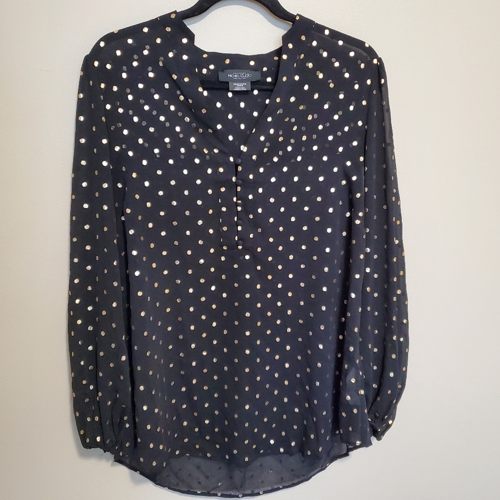 ✨️2/$20 Long-Sleeve Gold Dot Blouse